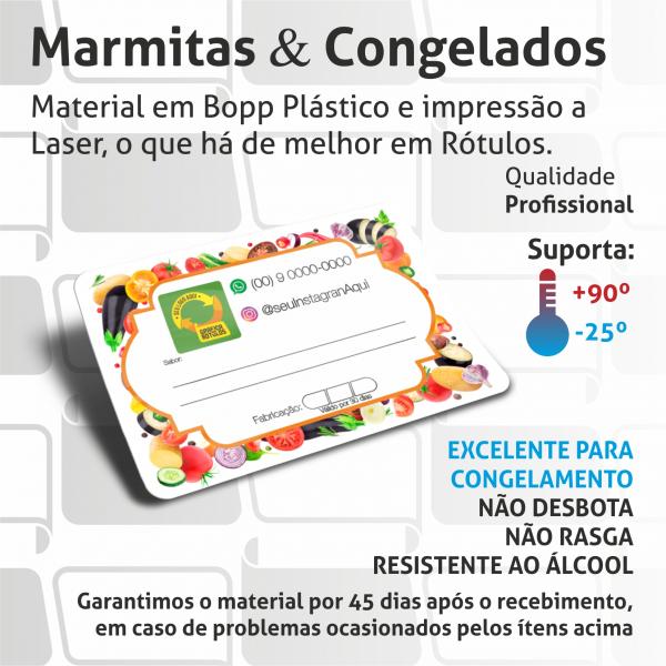 Lacres Adesivos Etiquetas Personalizadas Marmita Fit e Congelados