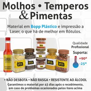 Etiquetas Molhos, Temperos e Pimentas Adesivo Papel Couchê 12x5 cm Colorido  Corte Redondo ou Quadrado 