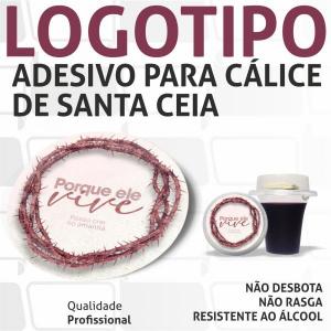 Logotipo para Cálice de Santa Ceia Adesivo Bopp Branco 2,5x2,5 cm Colorido  Corte Redondo, Quadrado ou Especial 