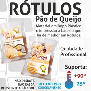 Rótulos Adesivos Etiquetas Pão de Queijo Bopp (plástico) 15x10 cm Colorido  Corte Redondo ou Quadrado Cola Extra Forte