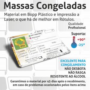 Rótulos Adesivos Etiquetas Personalizadas Massas Congeladas e Congelados Bopp (plástico) 10x6 cm Colorido  Corte Redondo ou Quadrado Cola Extra Forte