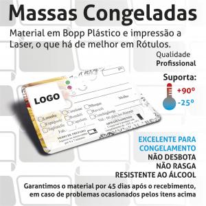 Rótulos Adesivos Etiquetas Personalizadas Massas Congeladas e Congelados Bopp (plástico) 10x8 cm Colorido  Corte Redondo ou Quadrado Cola Extra Forte