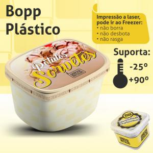 Rótulos Adesivos Etiquetas Personalizadas Sorvetes e Açaí Bopp (plástico) 16,5x11,5 cm Colorido  Corte Redondo ou Quadrado Cola Extra Forte