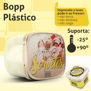 Rótulos Adesivos Etiquetas Personalizadas Sorvetes e Açaí Bopp (plástico) 6x6 cm Colorido  Corte Redondo ou Quadrado Cola Extra Forte