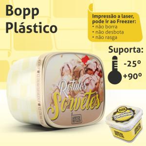 Rótulos Adesivos Etiquetas Personalizadas Sorvetes e Açaí Bopp (plástico) 9x9 cm Colorido  Corte Redondo ou Quadrado Cola Extra Forte